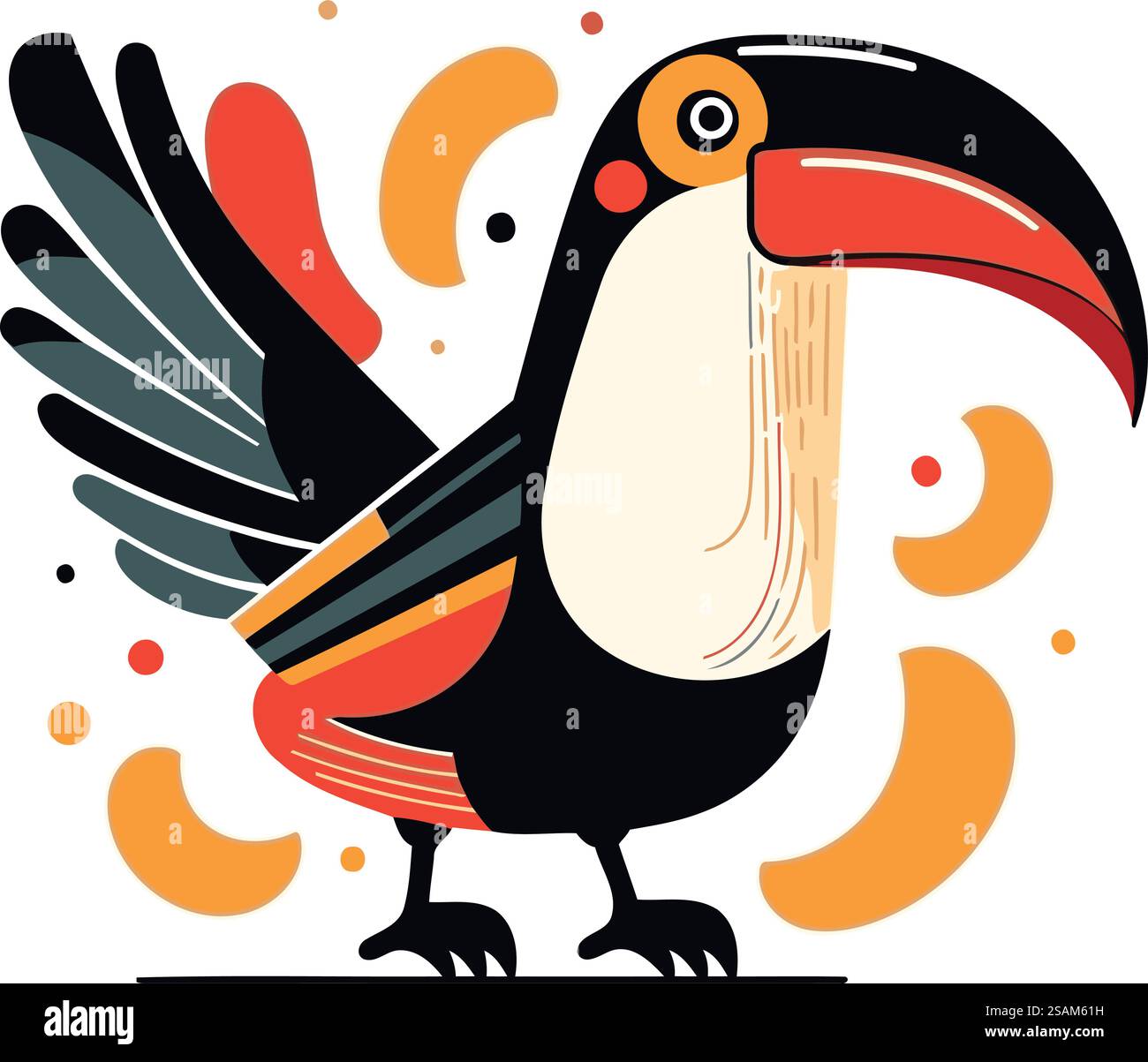 Illustration vectorielle d'oiseau Toucan. Mignon oiseau toucan de dessin animé. Illustration de Vecteur