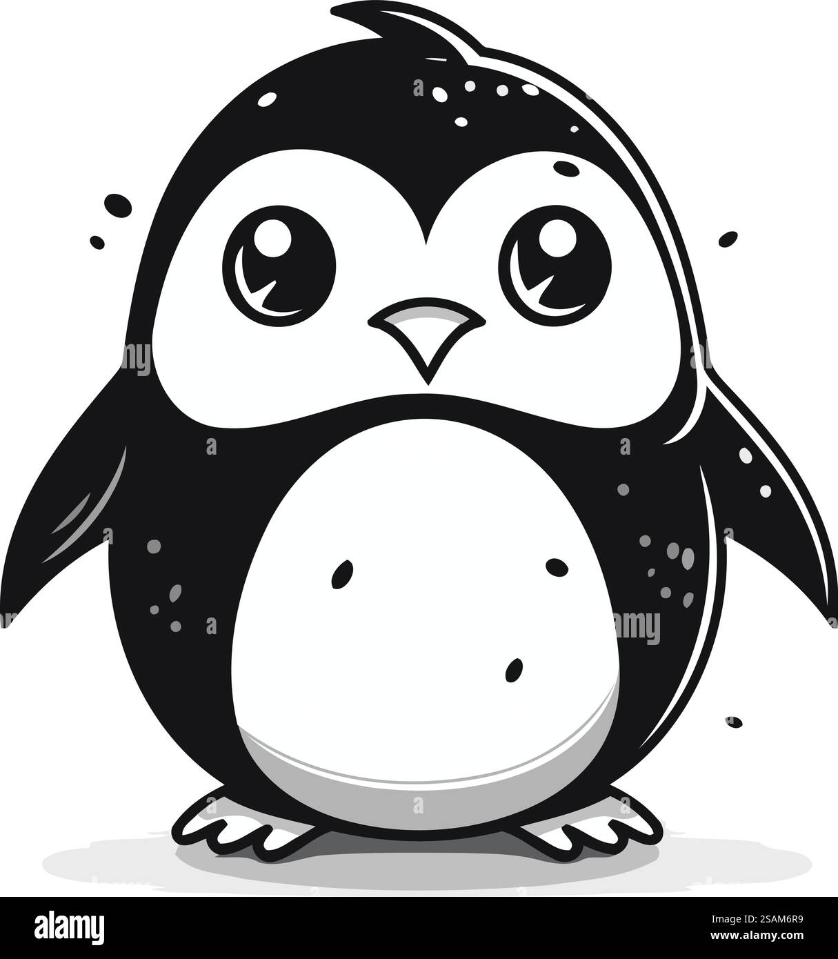 Mignon pingouin. Illustration vectorielle. Illustration en noir et blanc. Illustration de Vecteur