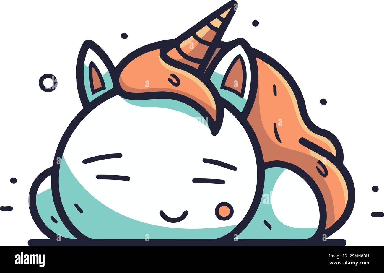 Jolie licorne. Illustration vectorielle. Isolé sur fond blanc. Illustration de Vecteur