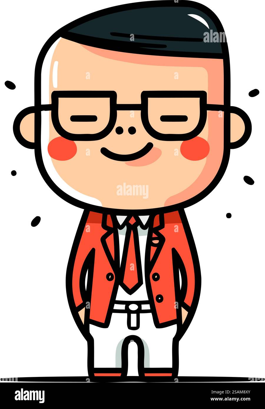 Mignon Cartoon Homme portant costume et lunettes Vector Illustration Illustration de Vecteur