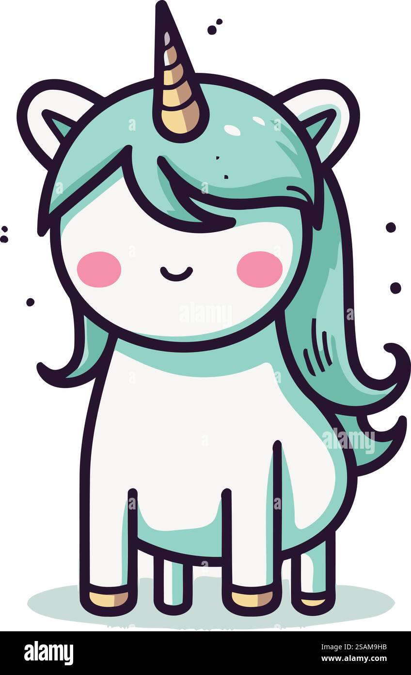 Jolie licorne. Illustration vectorielle. Isolé sur fond blanc. Illustration de Vecteur