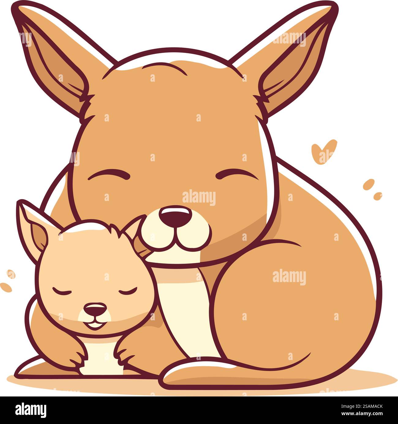 Mignon kangourou avec un petit bébé. Illustration vectorielle. Illustration de Vecteur