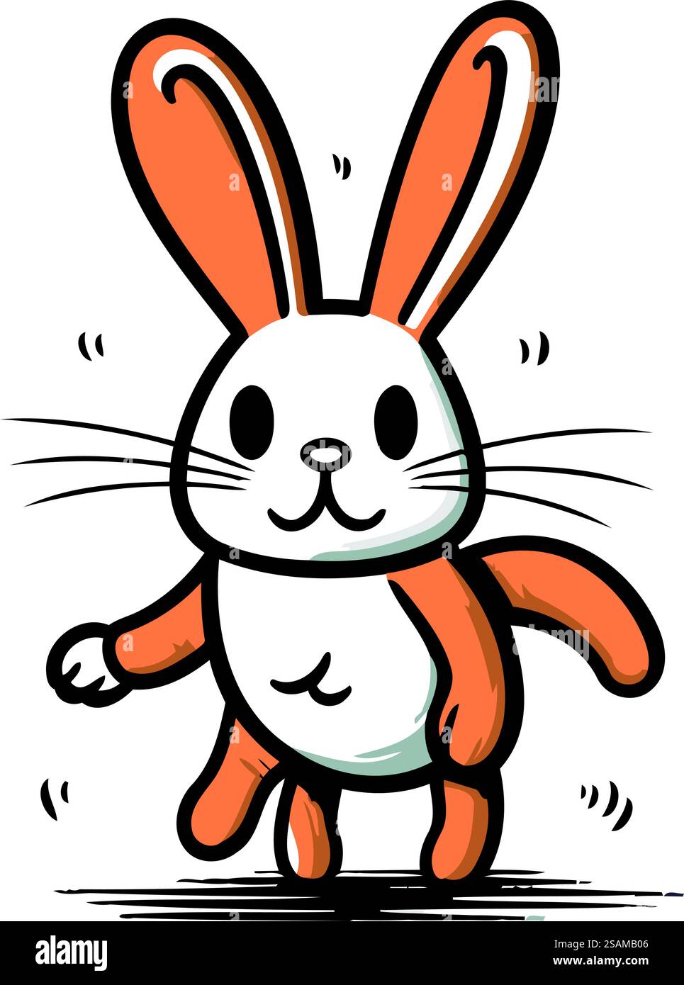 Mignon lapin de dessin animé. Illustration vectorielle. Isolé sur fond blanc. Illustration de Vecteur