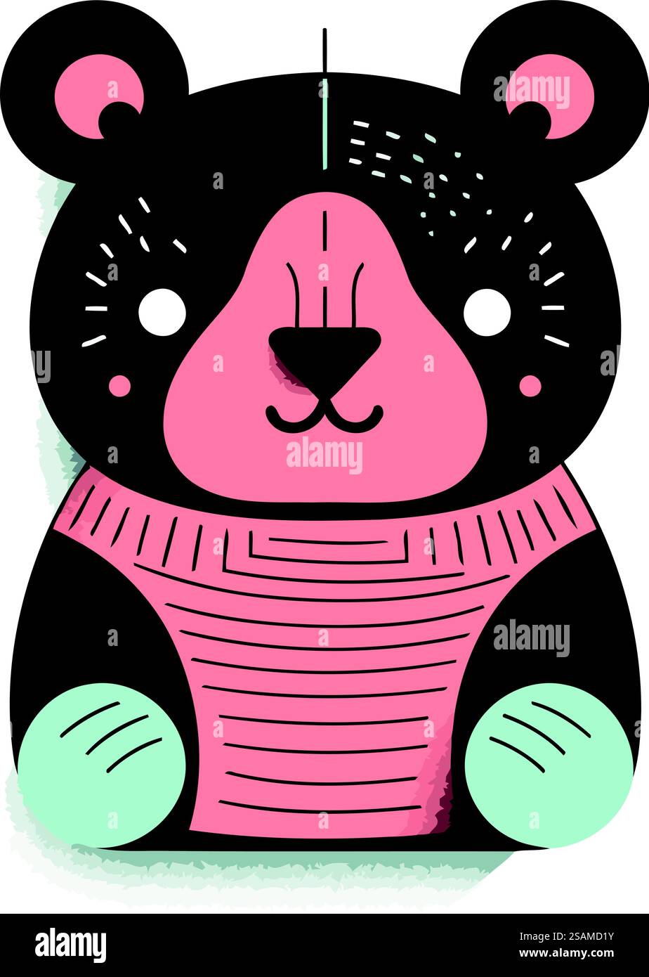 Mignon ours en peluche dans un pull rayé. Illustration vectorielle. Illustration de Vecteur
