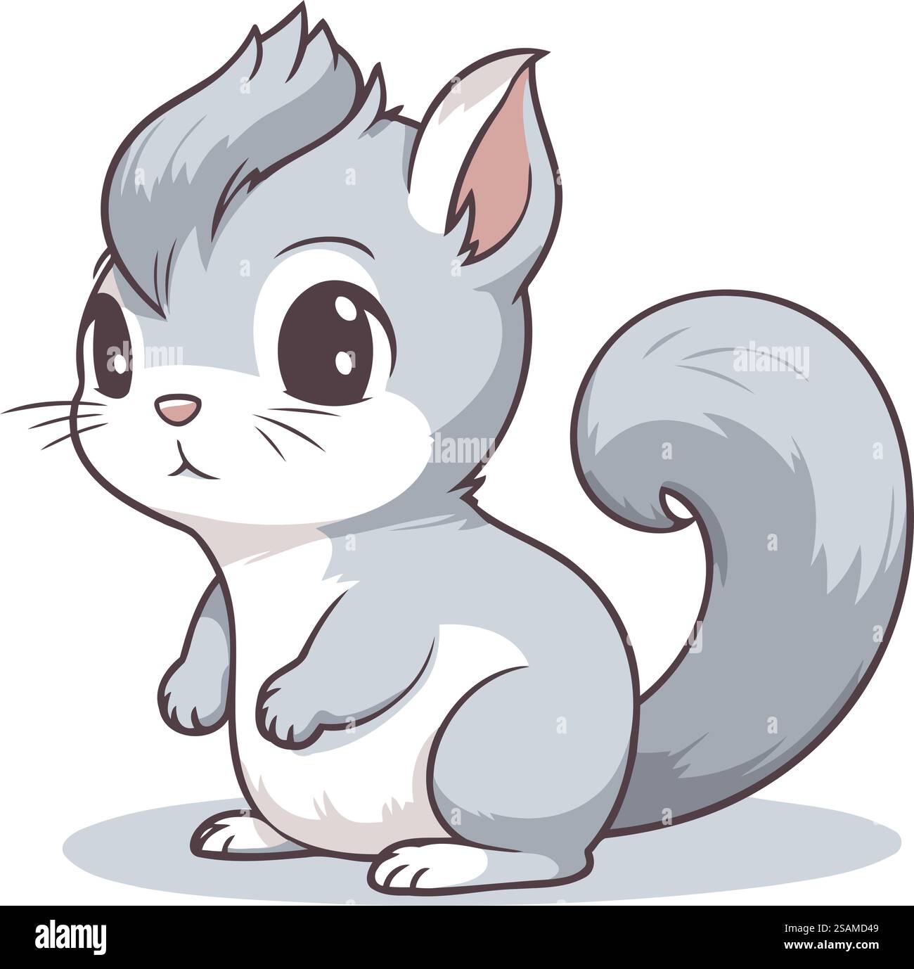 Écureuil mignon sur fond blanc. Illustration vectorielle d'un écureuil gris. Illustration de Vecteur