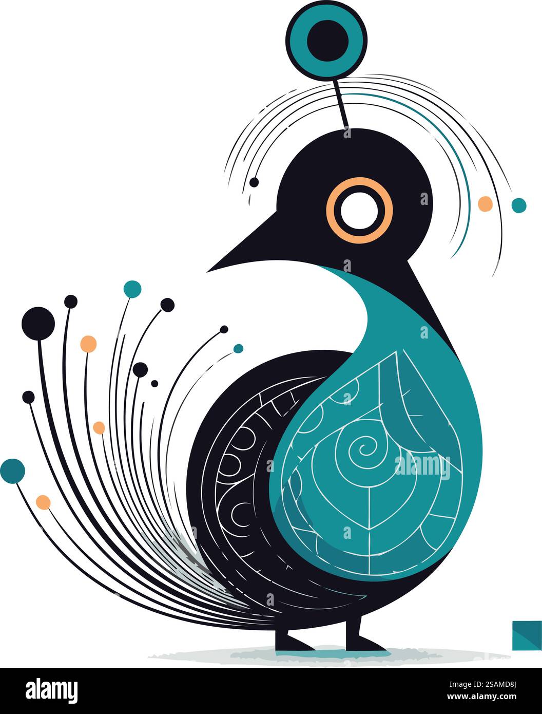 Pingouin avec une fleur. Illustration vectorielle d'un oiseau. Illustration de Vecteur