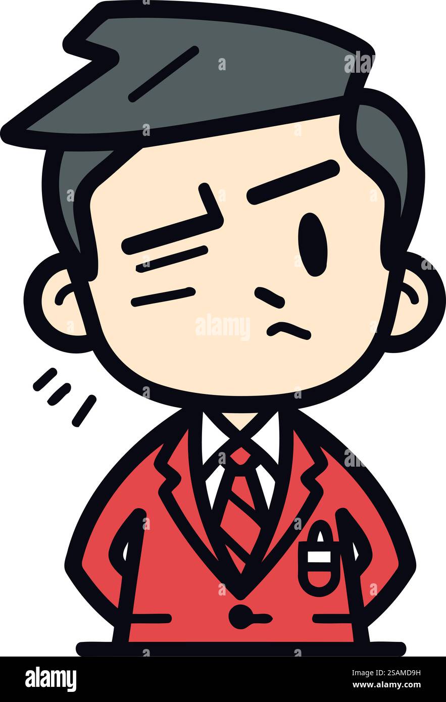 Illustration d'un homme en costume rouge se sentant triste et déprimé Illustration de Vecteur