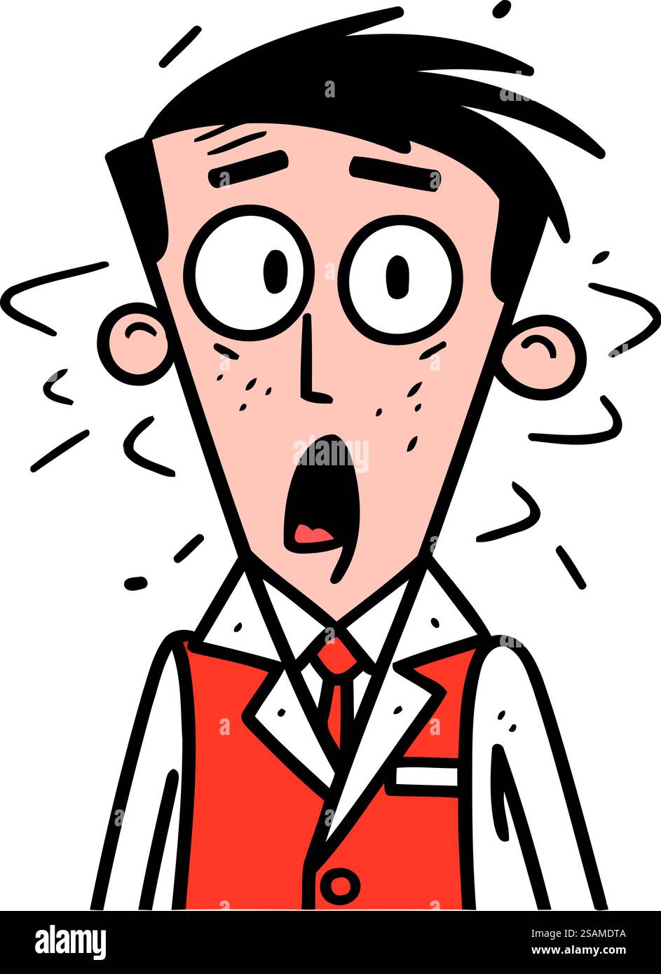 Homme de dessin animé drôle avec de grands yeux et une expression surprise. Illustration vectorielle. Illustration de Vecteur