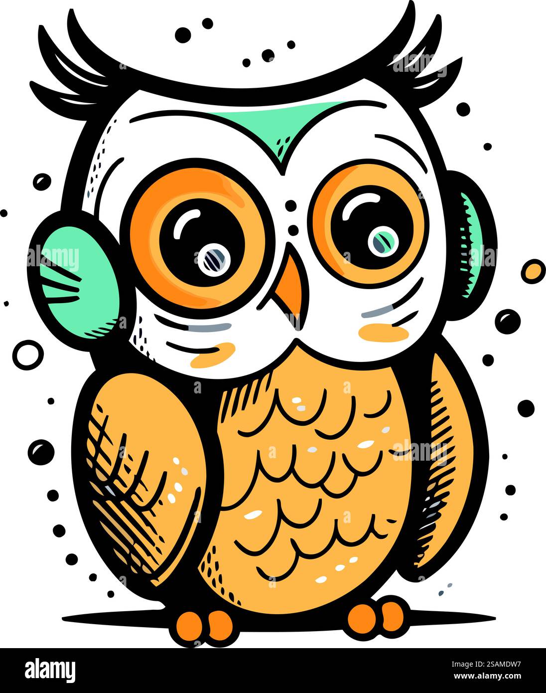 Hibou de dessin animé. Illustration vectorielle dans le style doodle sur un fond blanc. Illustration de Vecteur
