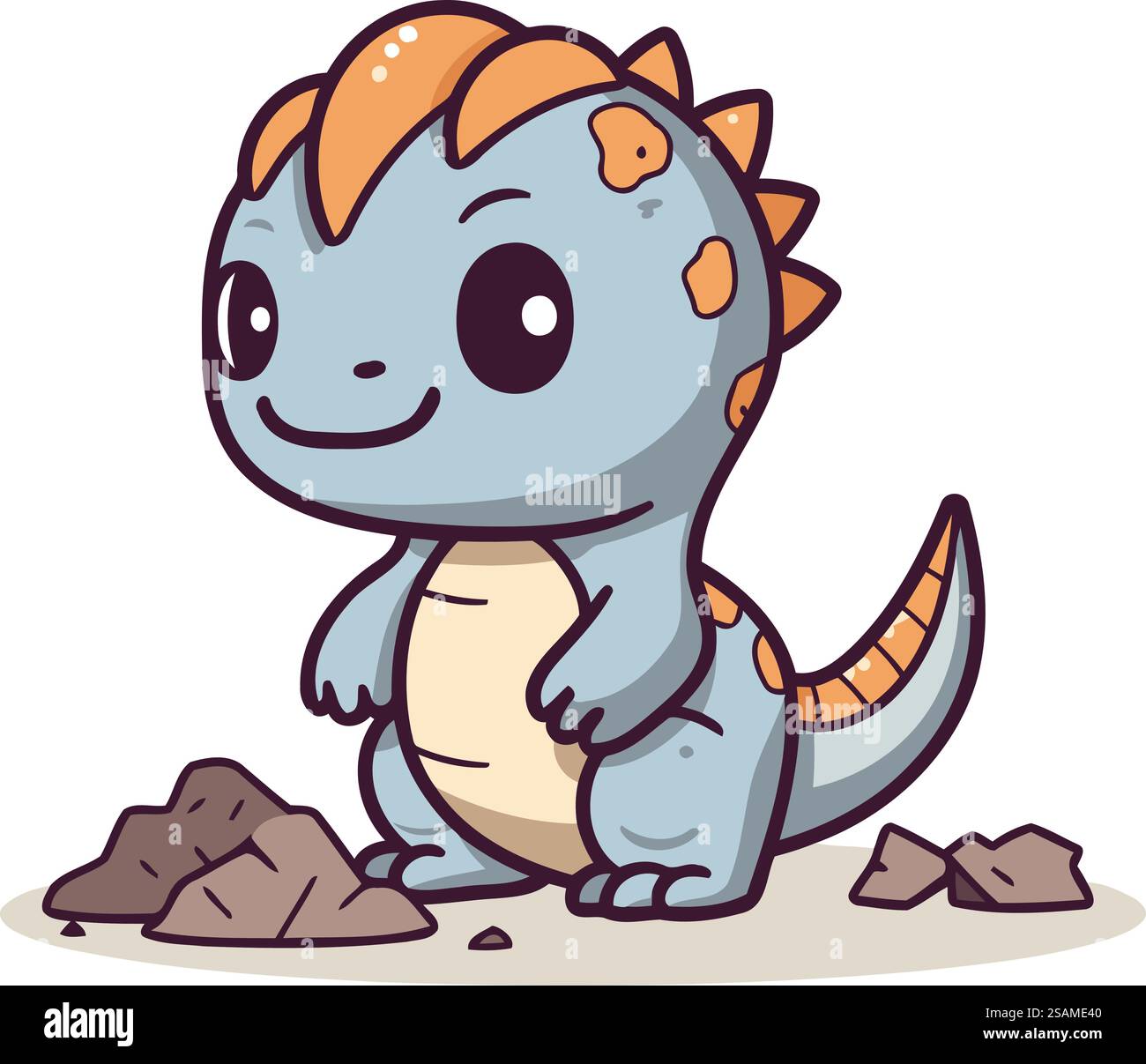 Mignon personnage de mascotte de dessin animé de dinosaure. Illustration vectorielle. Illustration de Vecteur