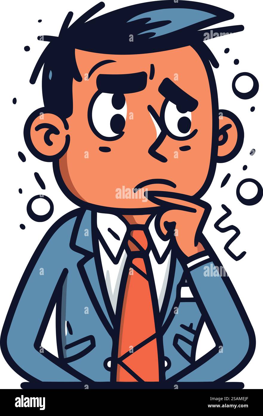 Illustration vectorielle d'un homme dans un costume pensant à un problème. Illustration de Vecteur