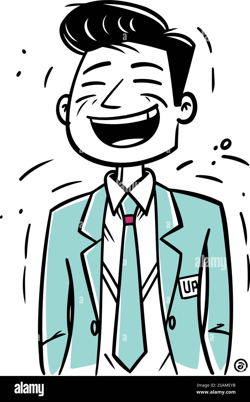 Illustration vectorielle d'un homme heureux dans un costume. Concept commercial. Illustration de Vecteur