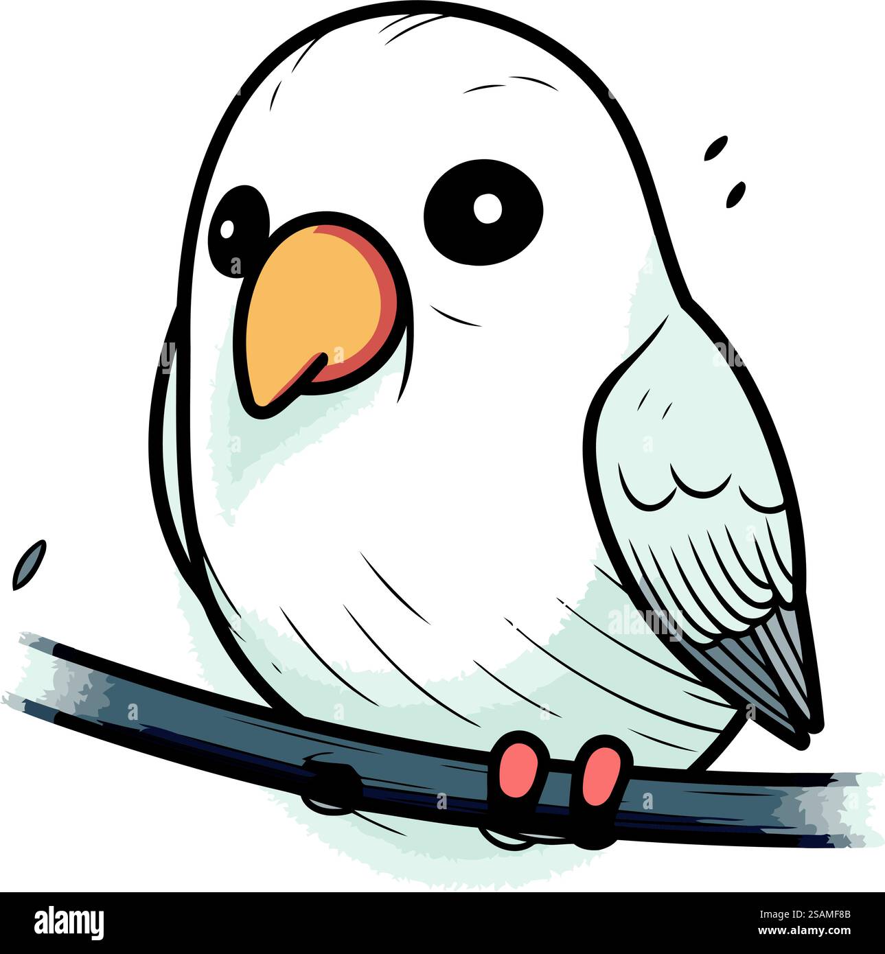 Illustration d'un mignon petit hibou blanc assis sur une branche Illustration de Vecteur