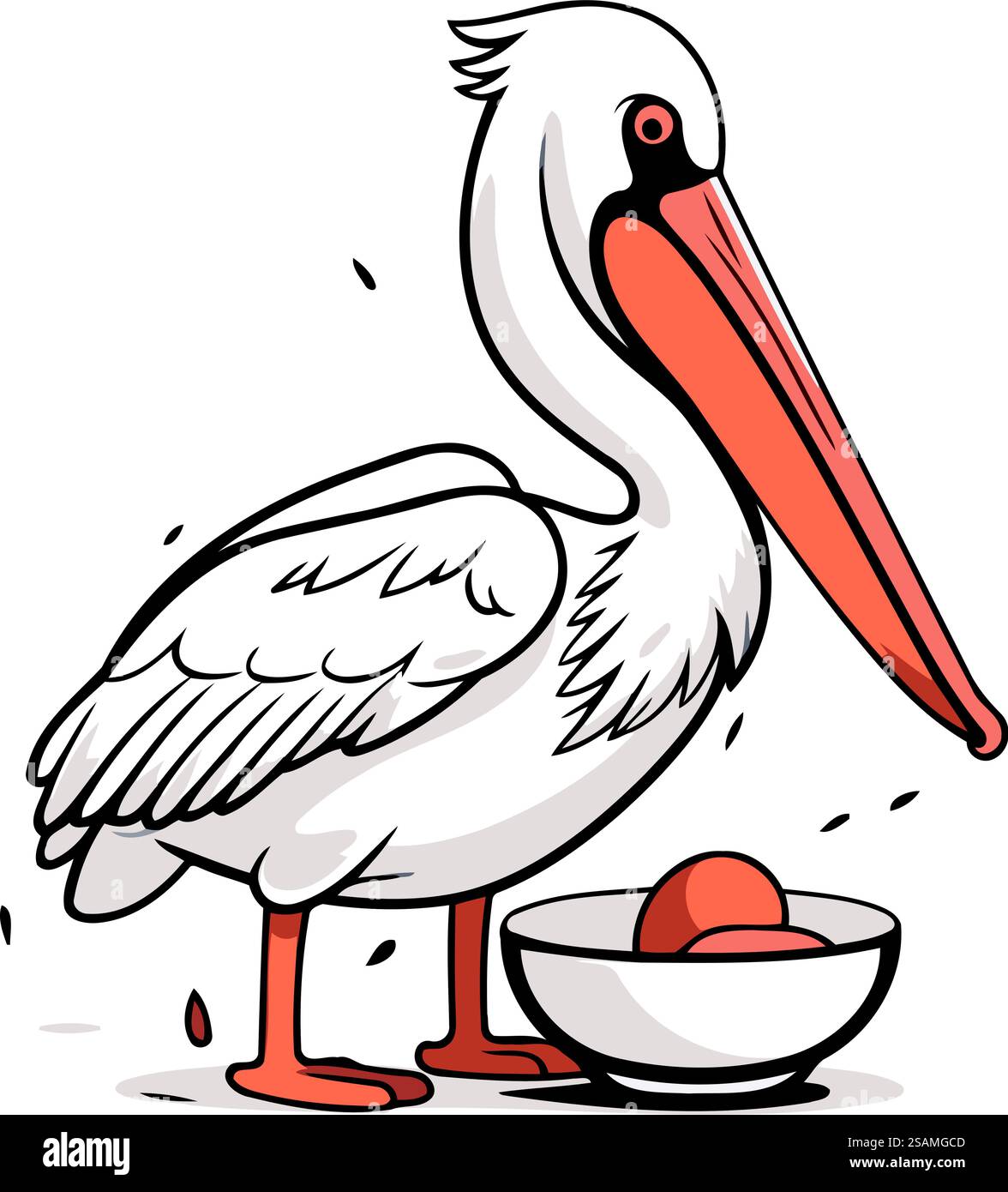 Pélican avec œuf dans son bec. Illustration vectorielle. Illustration de Vecteur