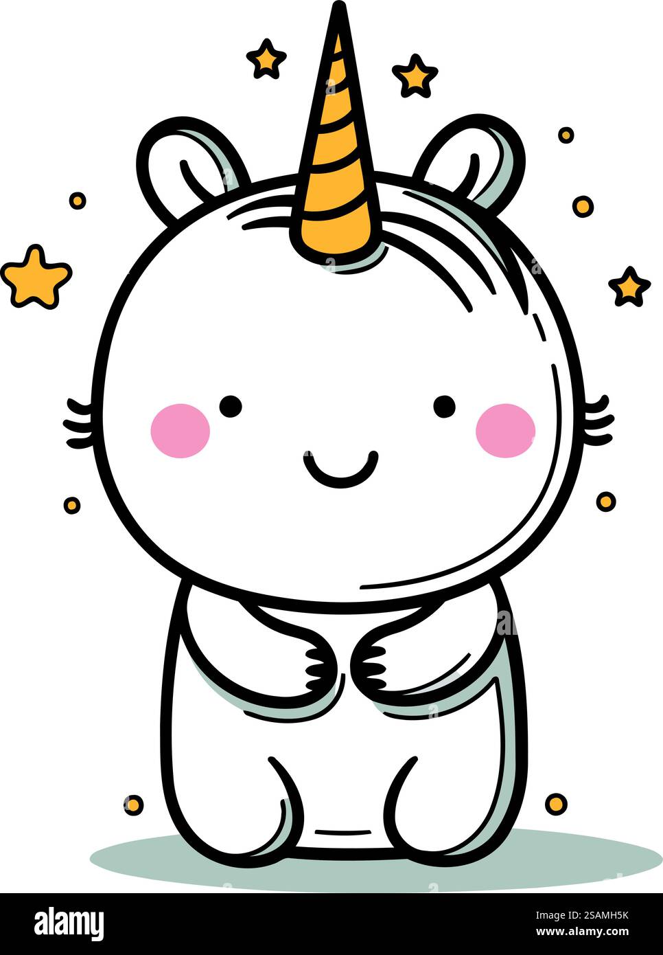 Jolie licorne. Illustration vectorielle dans le style de bande dessinée sur fond blanc. Illustration de Vecteur