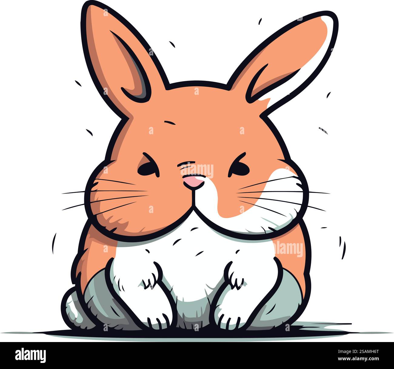 Mignon lapin de dessin animé. Illustration vectorielle isolée sur fond blanc. Illustration de Vecteur