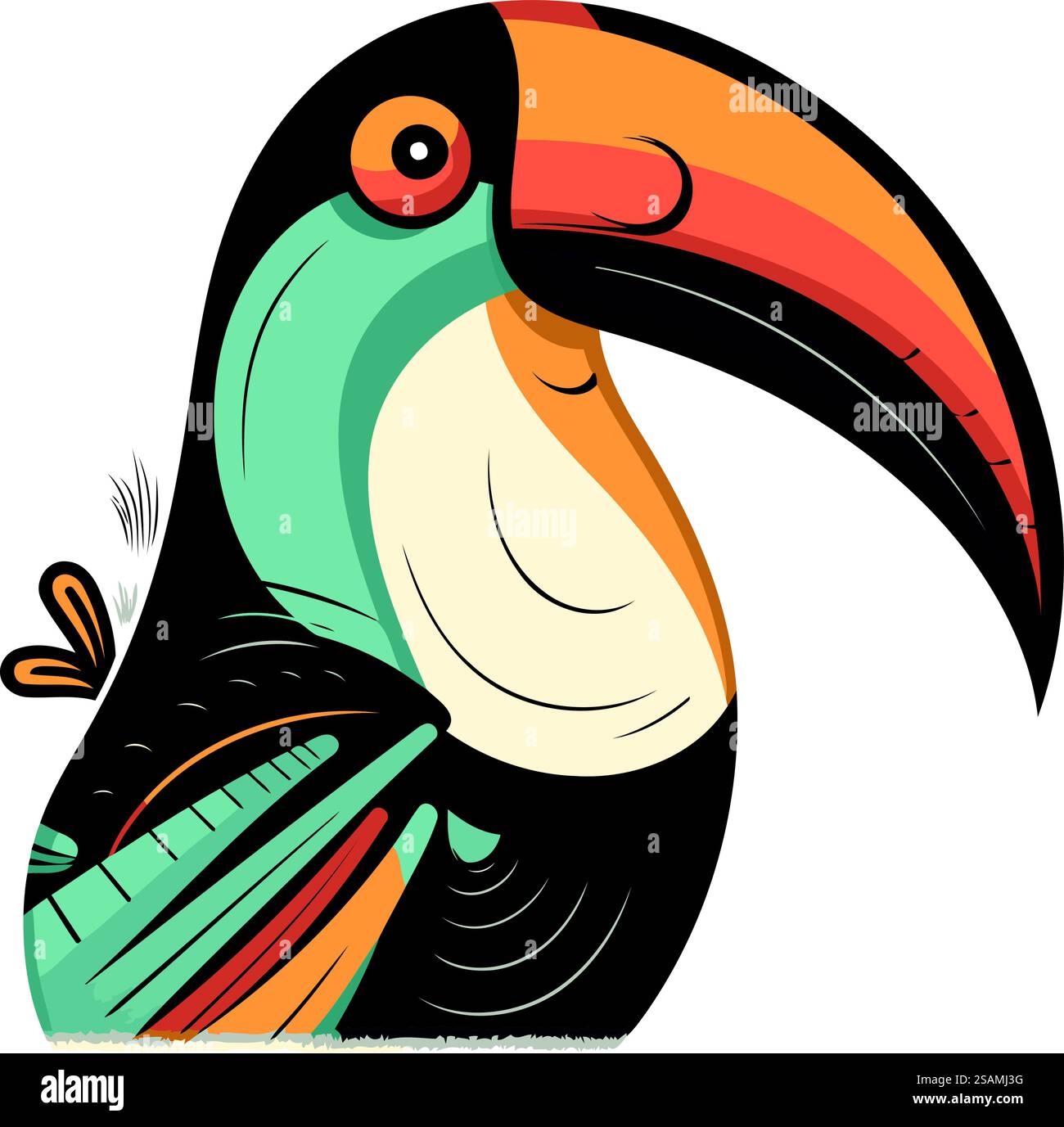 Oiseau toucan isolé sur fond blanc. Illustration vectorielle. Illustration de Vecteur