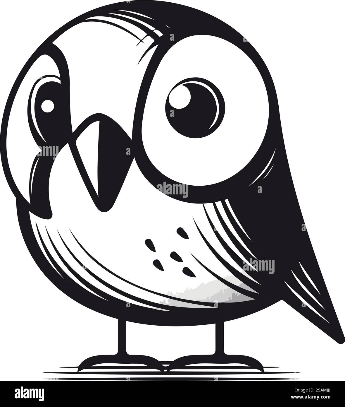 Illustration vectorielle d'un chouette de dessin animé mignon sur un fond blanc. Élément de conception pour logo. étiquette. emblème. signe. Illustration de Vecteur