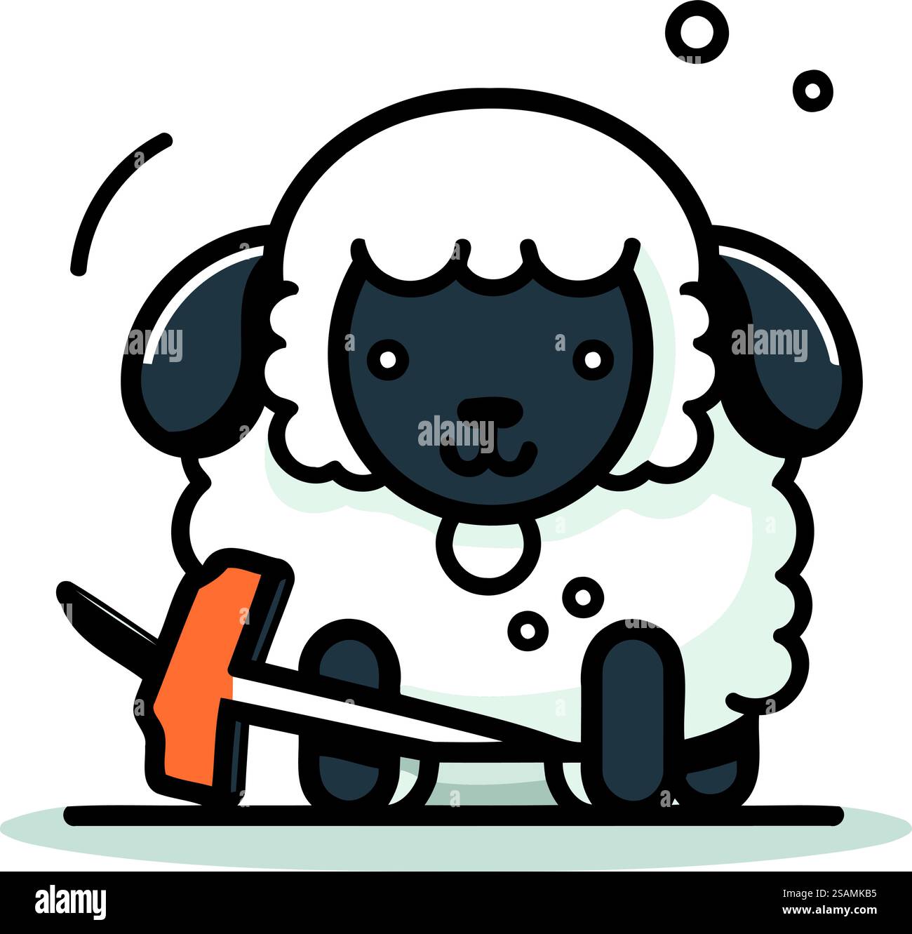Illustration de conception vectorielle de personnage de dessin animé de mouton et de marteau. Illustration de Vecteur