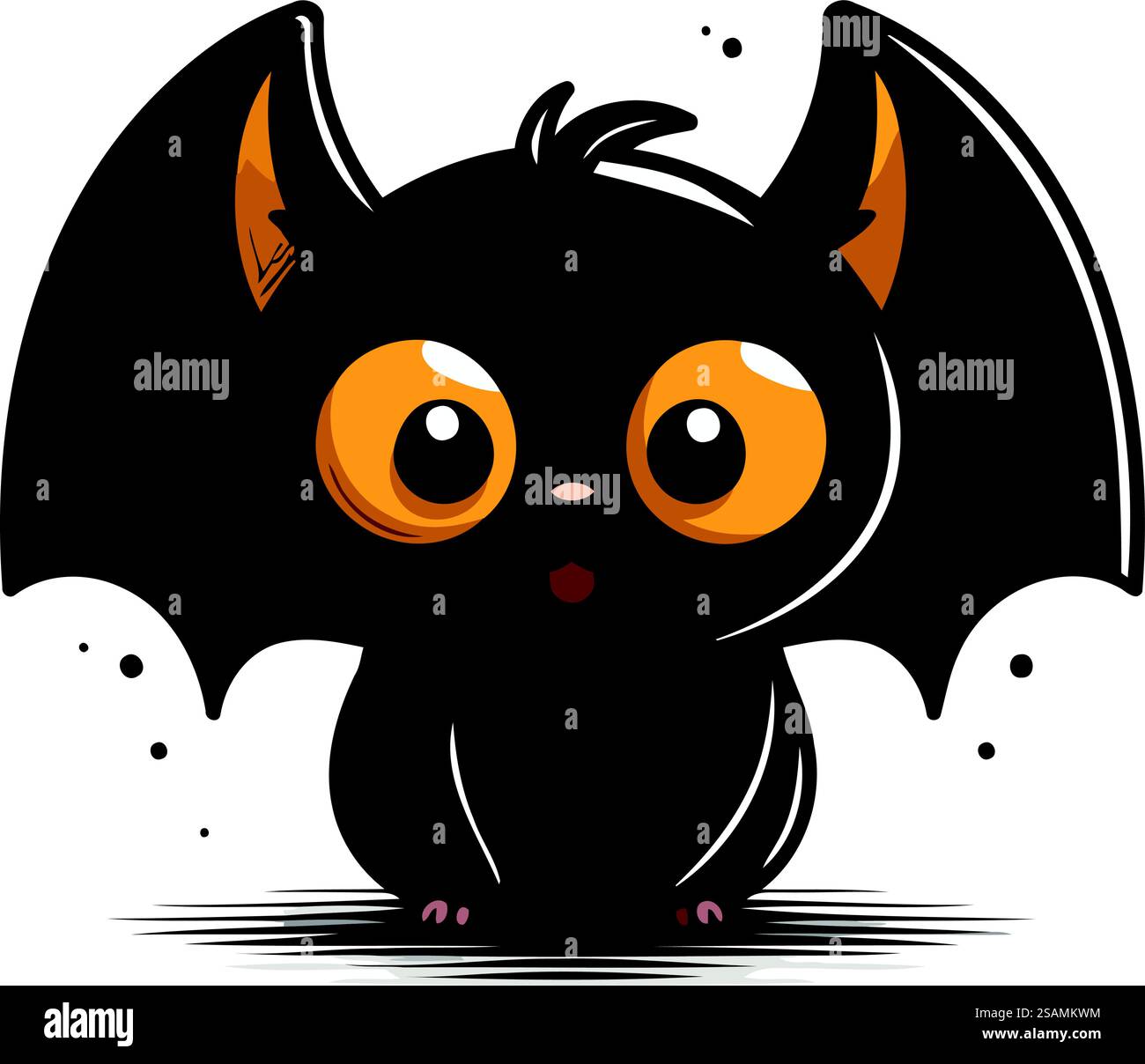 Chauve-souris noire de dessin animé sur un fond blanc. Illustration vectorielle. Illustration de Vecteur