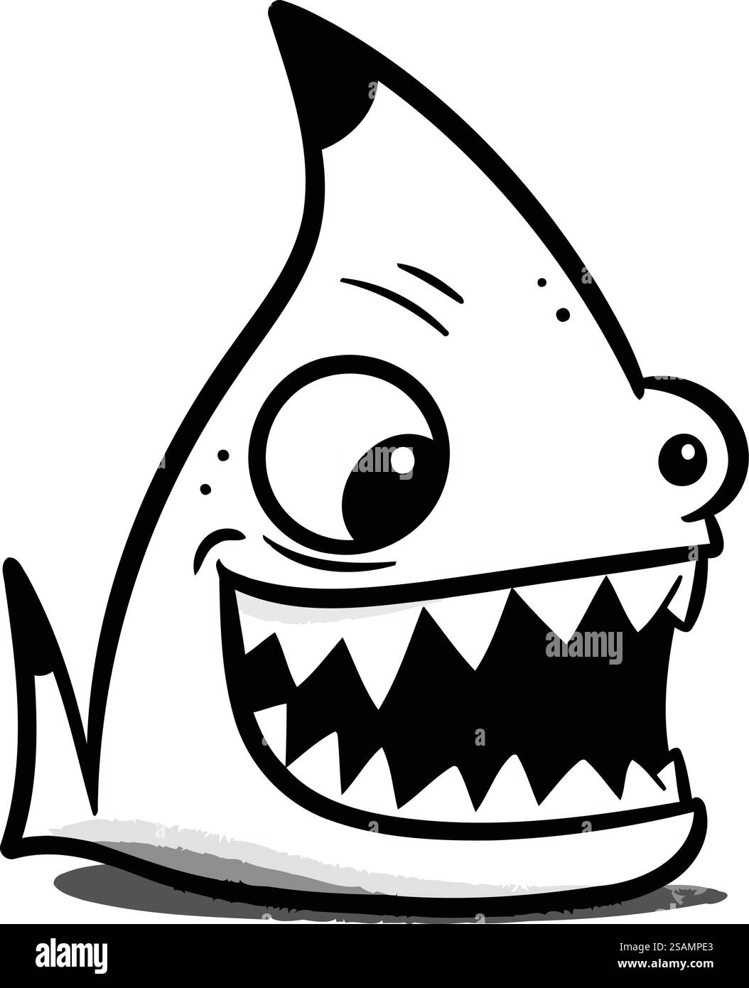 Requin de dessin animé en colère. Illustration vectorielle isolée sur fond blanc. Illustration de Vecteur