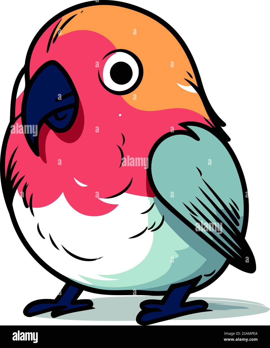 Illustration vectorielle d'un mignon oiseau cardinal couronné rouge. Illustration de Vecteur