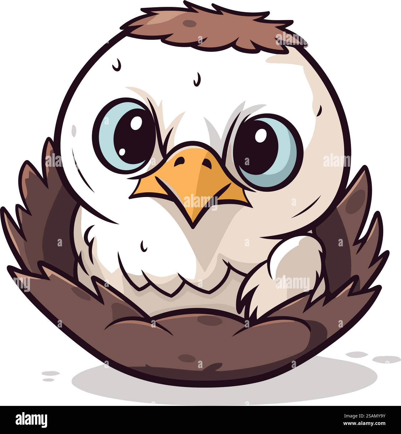 Illustration d'un hibou dans un nid sur fond blanc. Illustration de Vecteur