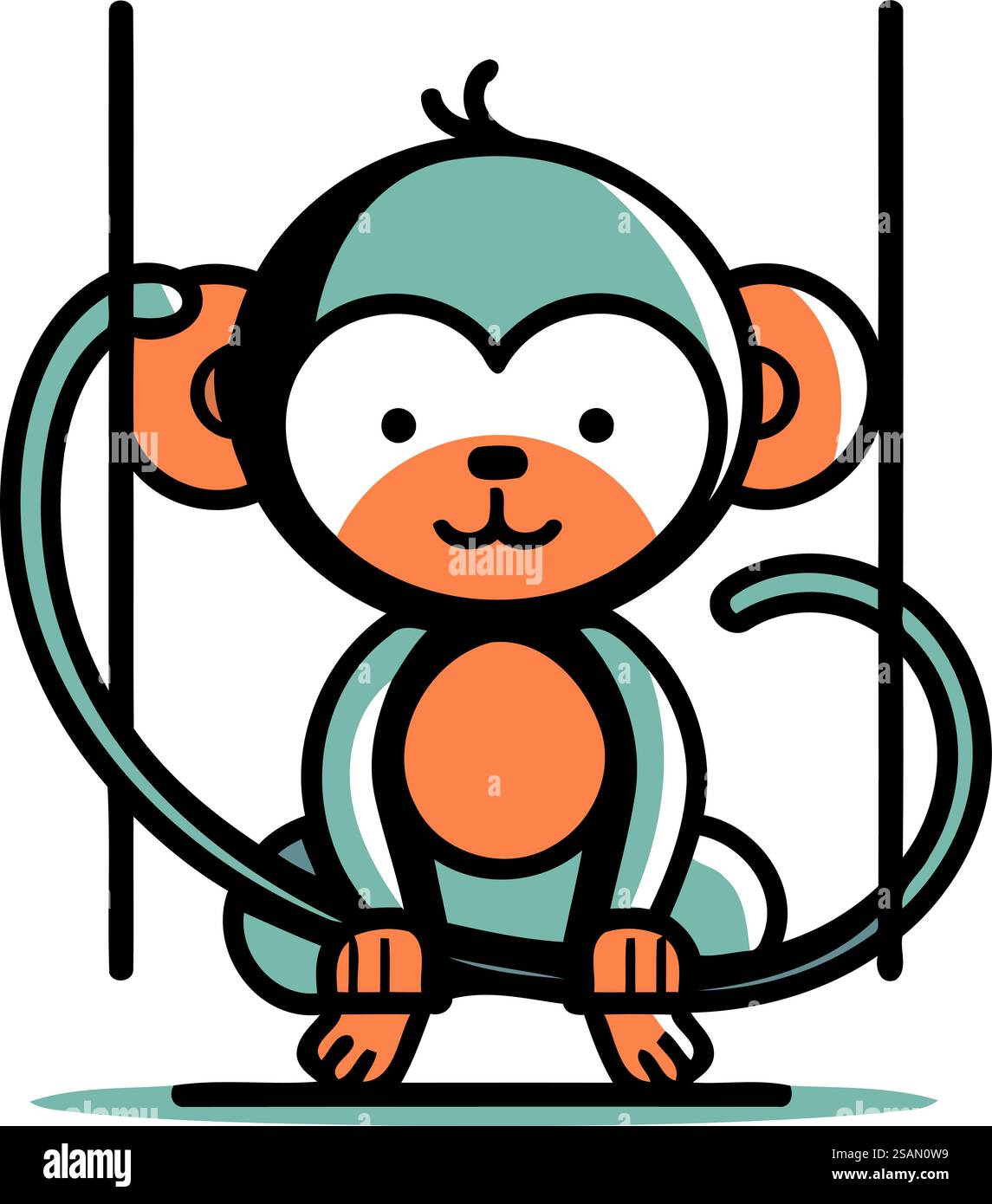 Illustration vectorielle de dessin animé de singe. Style plat. Drôle de personnage de singe. Illustration de Vecteur