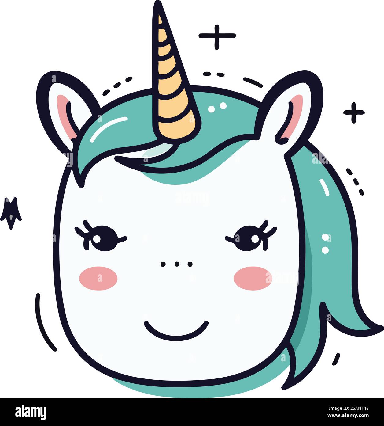 mignon tête de licorne kawaii illustration vectorielle de caractère designicon. Illustration de Vecteur
