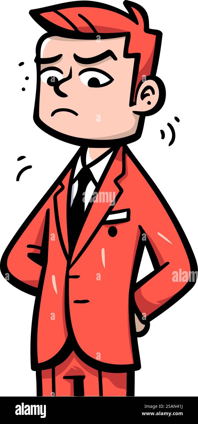 Triste personnage de dessin animé d'homme d'affaires. Illustration vectorielle dans le style de ligne fine. Illustration de Vecteur