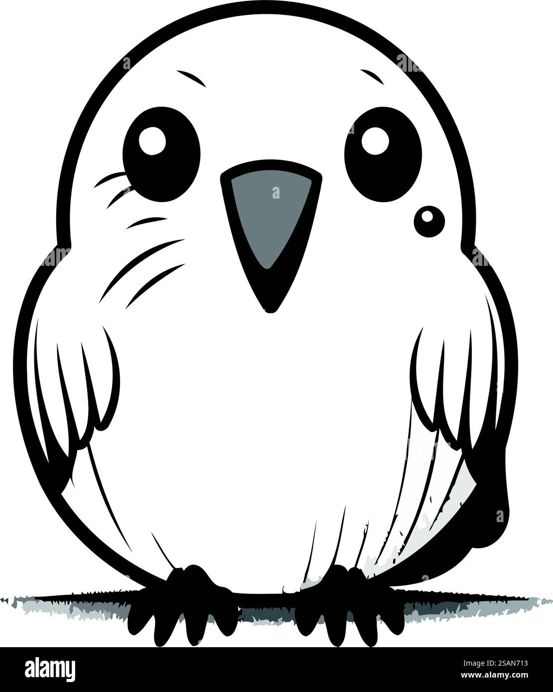 illustration vectorielle d'un chouette noir et blanc de dessin animé mignon sur un fond blanc Illustration de Vecteur