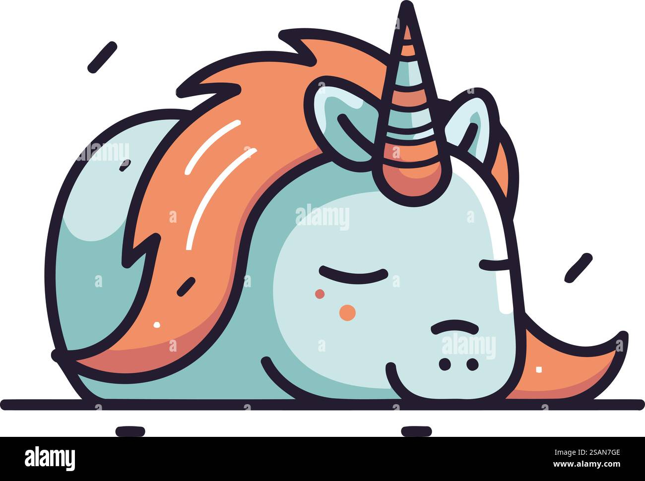 Mignonne licorne doodle. Illustration vectorielle colorée dans le style de dessin animé plat Illustration de Vecteur