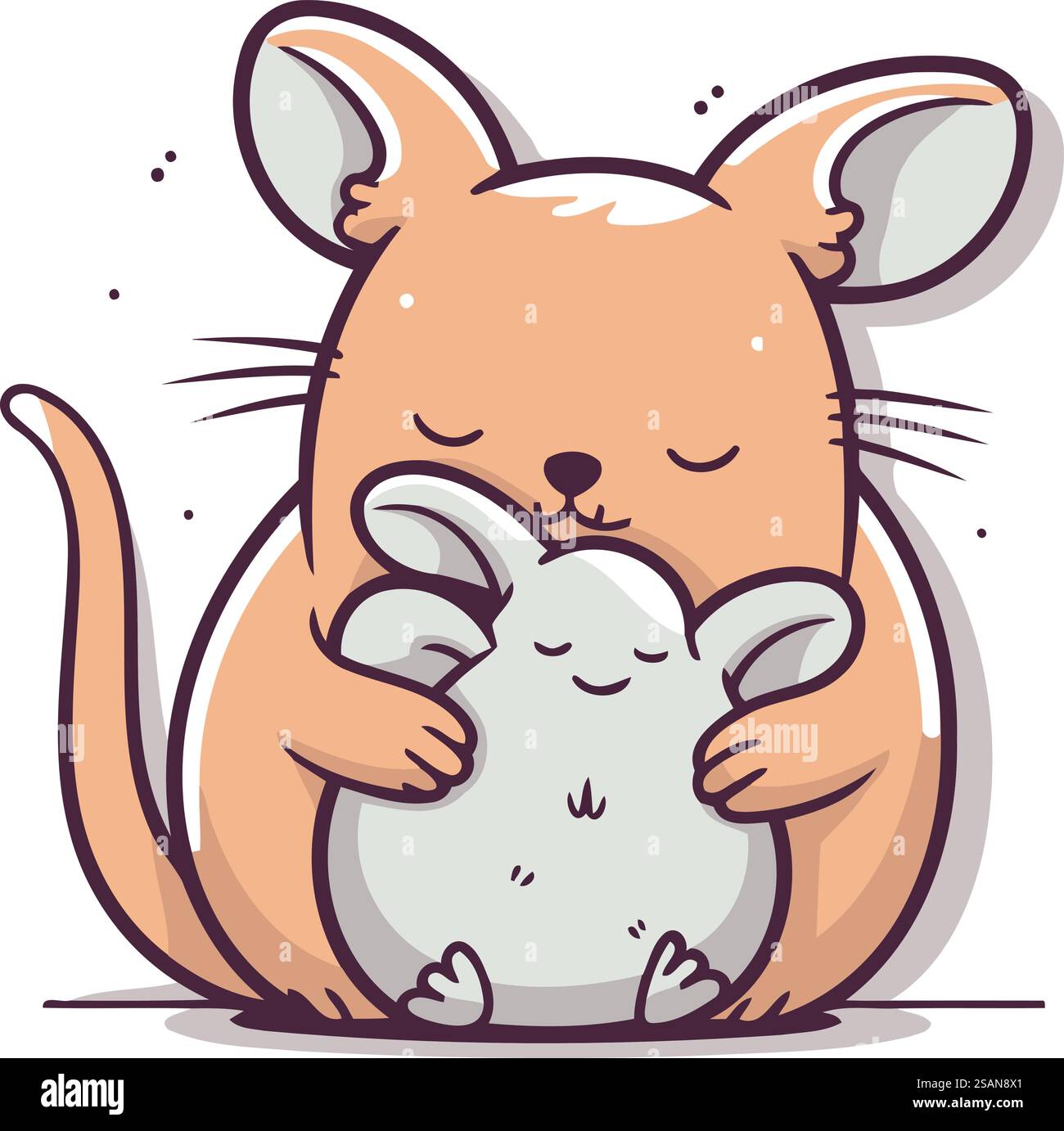 Illustration vectorielle d'une mignonne petite souris tenant une grande souris blanche. Illustration de Vecteur