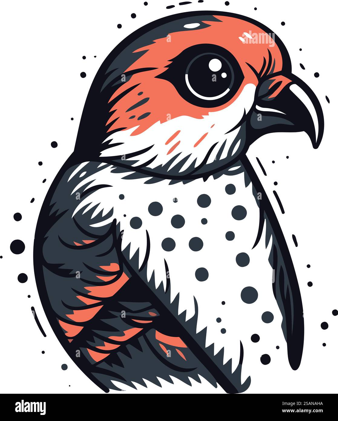 Illustration vectorielle d'un cardinal à cou rouge dans le style de bande dessinée. Illustration de Vecteur