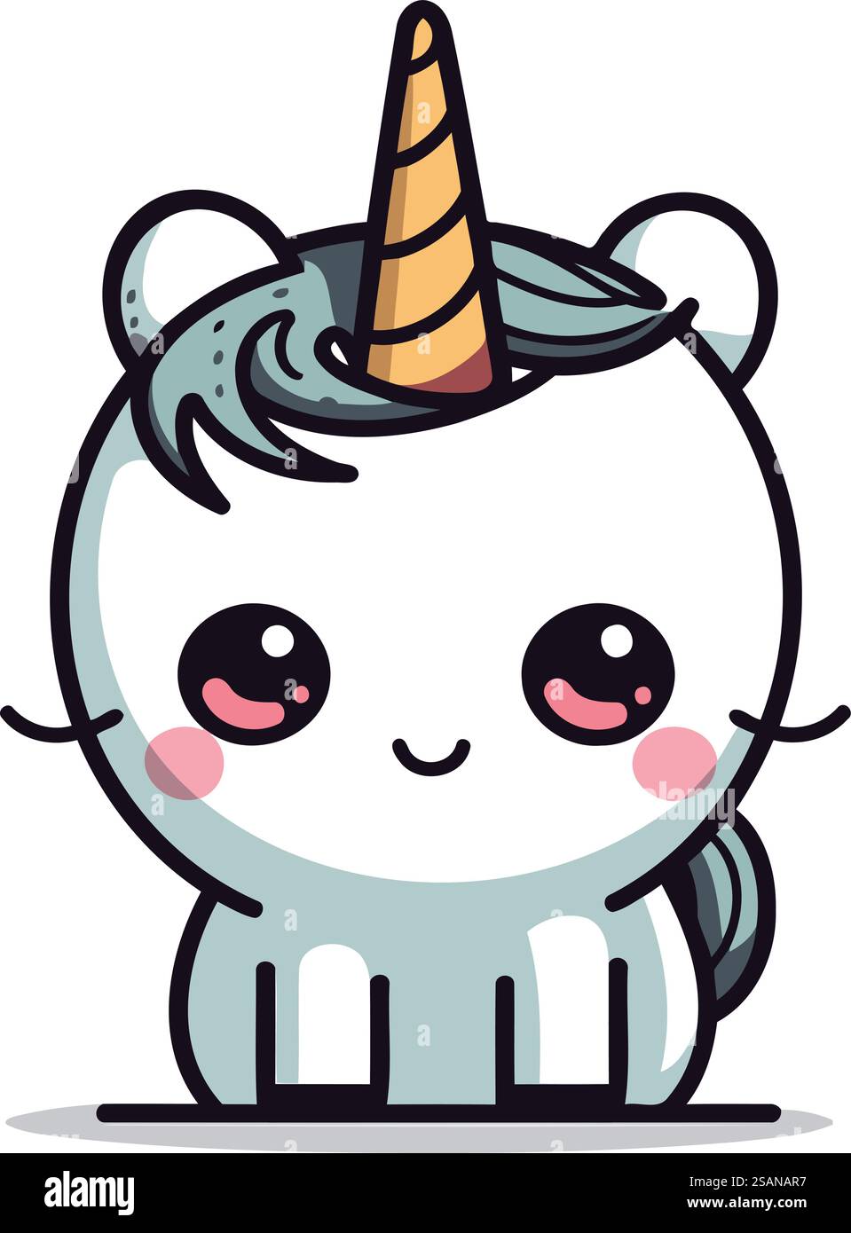 Mignonne mascotte de licorne. Illustration vectorielle. Style de dessin animé mignon. Illustration de Vecteur
