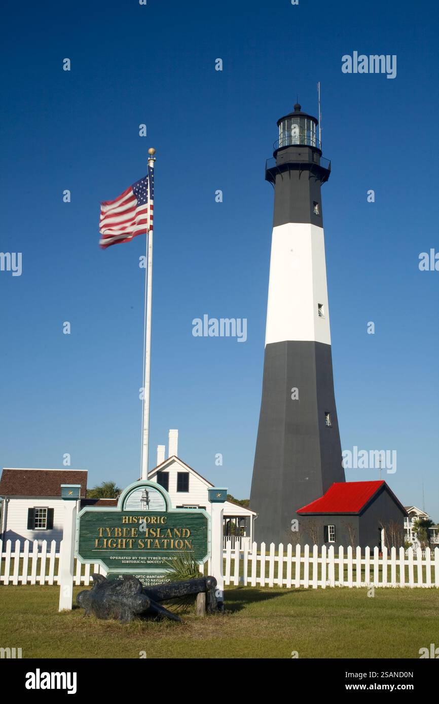 GA00075-00...GÉORGIE - Tybee Historique Light Station sur Tybee Island près de Savannah. Banque D'Images