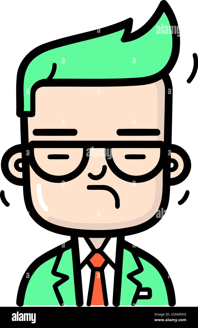 Homme de dessin animé avec des lunettes et une cravate. Conception d'illustration vectorielle. Illustration de Vecteur