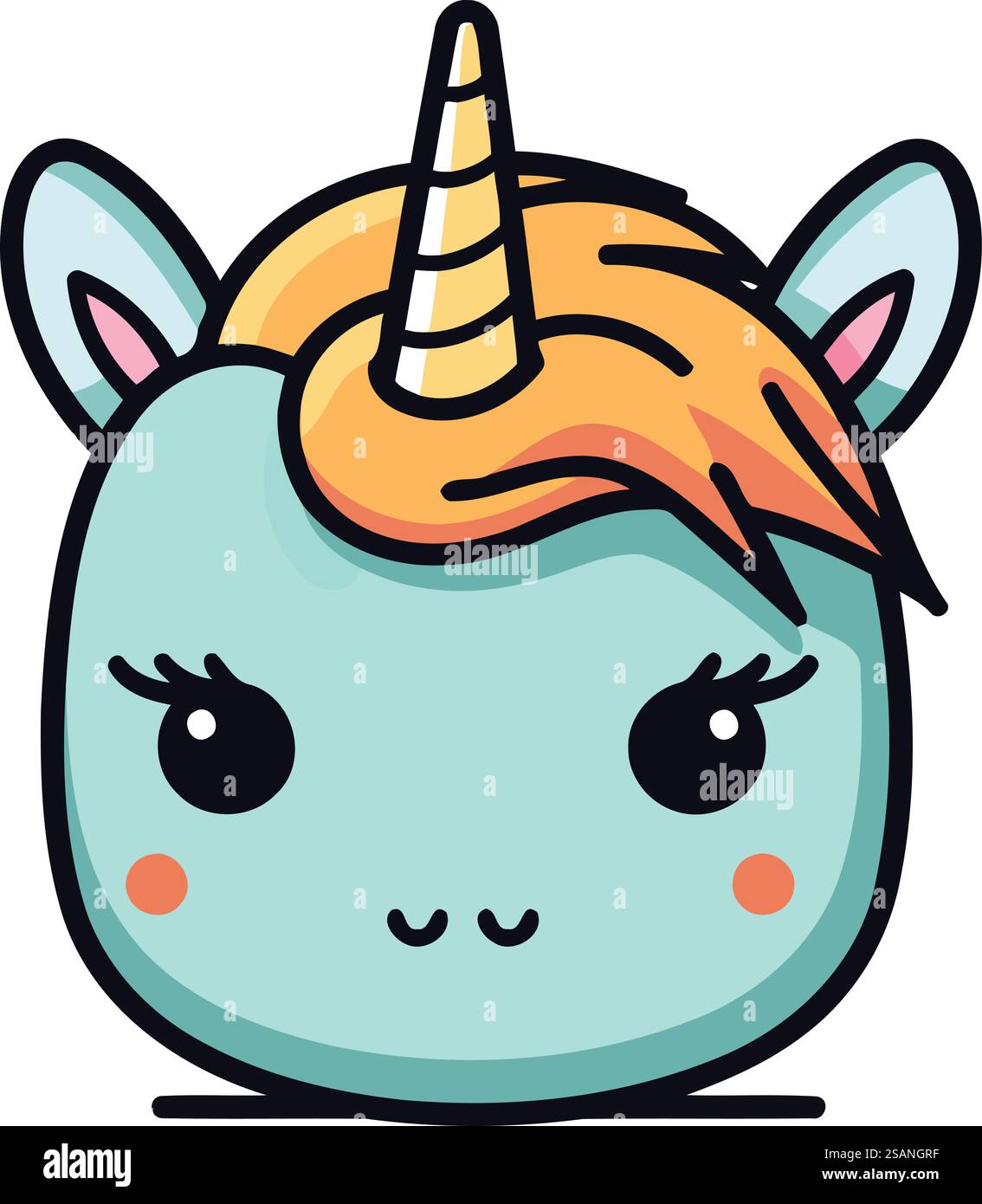 Jolie tête de licorne. Illustration vectorielle. isolé sur fond blanc. Illustration de Vecteur