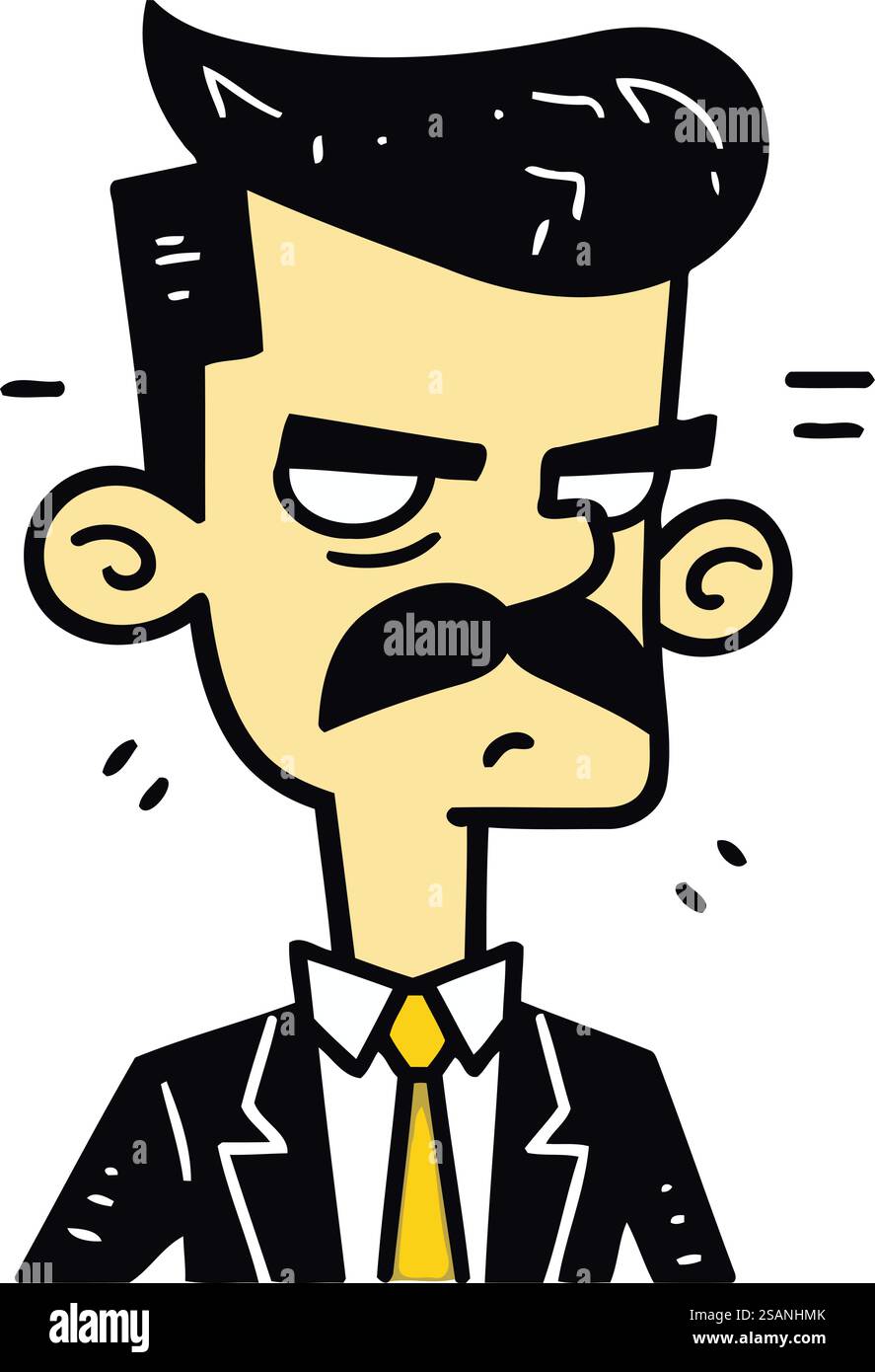 Homme de dessin animé drôle avec moustache. Illustration vectorielle sur fond blanc. Illustration de Vecteur