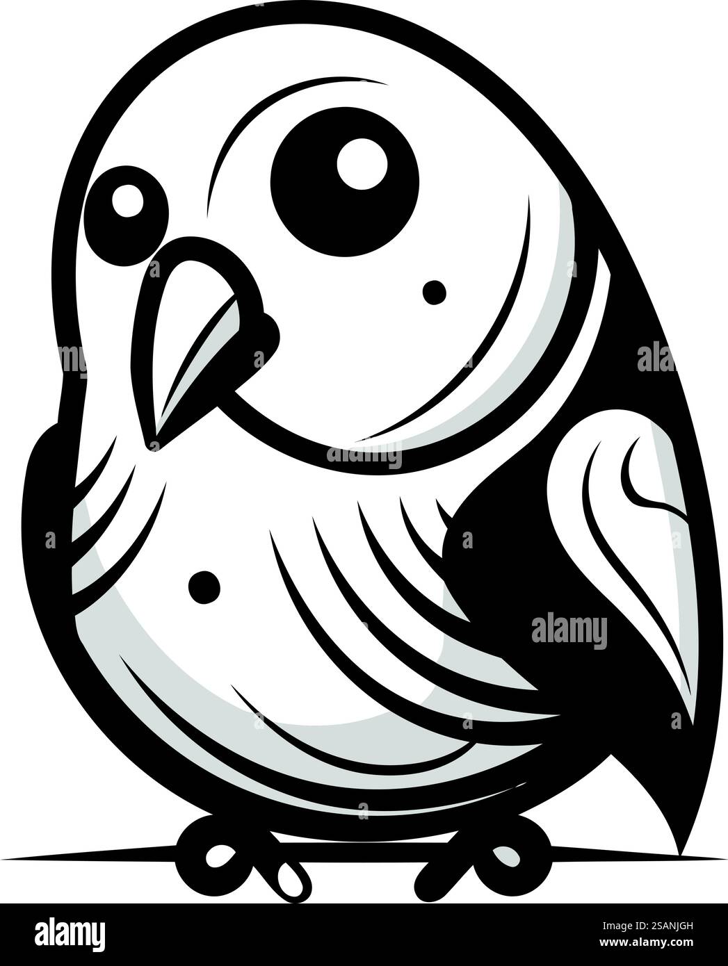 Hibou noir et blanc isolé sur un fond blanc. Illustration vectorielle. Illustration de Vecteur