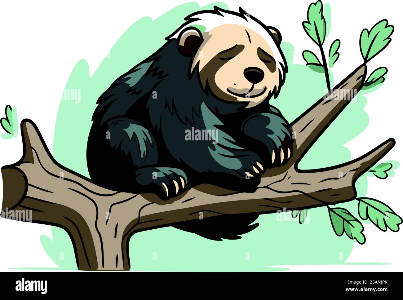 Panda dormant sur un arbre. Illustration vectorielle dans le style de bande dessinée. Illustration de Vecteur Panda dormant sur un arbre. Illustration vectorielle dans le style de bande dessinée. Illustration de Vecteur