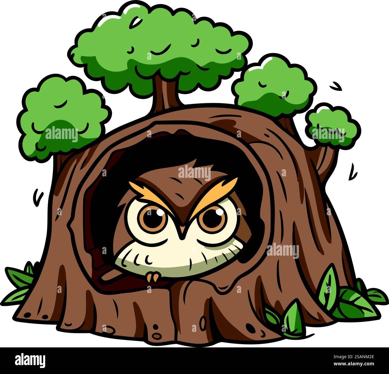 Hibou dans le creux d'un arbre. Illustration de dessin animé vectoriel. Illustration de Vecteur Hibou dans le creux d'un arbre. Illustration de dessin animé vectoriel. Illustration de Vecteur