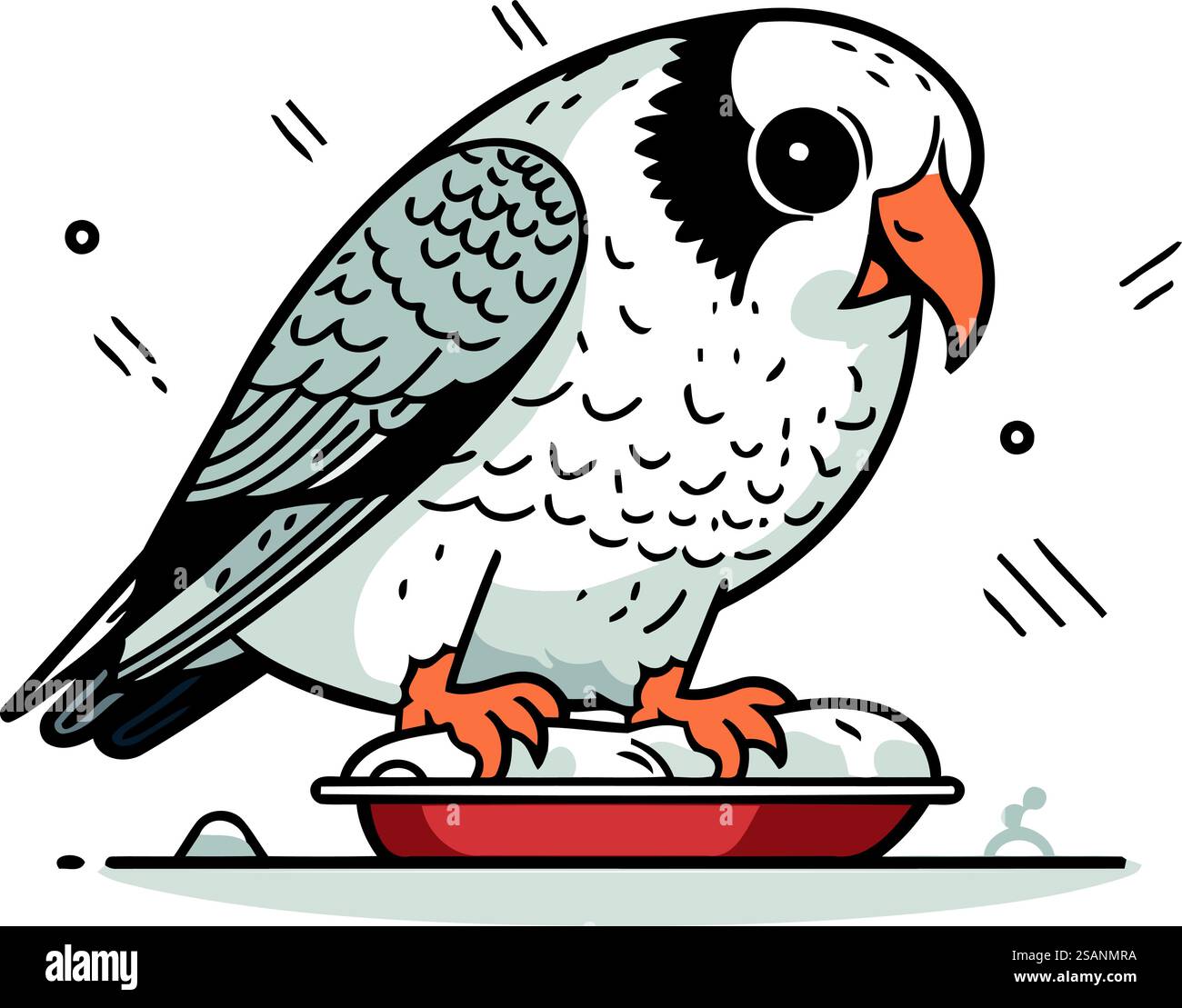 Pigeon assis sur une assiette. Illustration vectorielle dans le style de bande dessinée. Illustration de Vecteur Pigeon assis sur une assiette. Illustration vectorielle dans le style de bande dessinée. Illustration de Vecteur