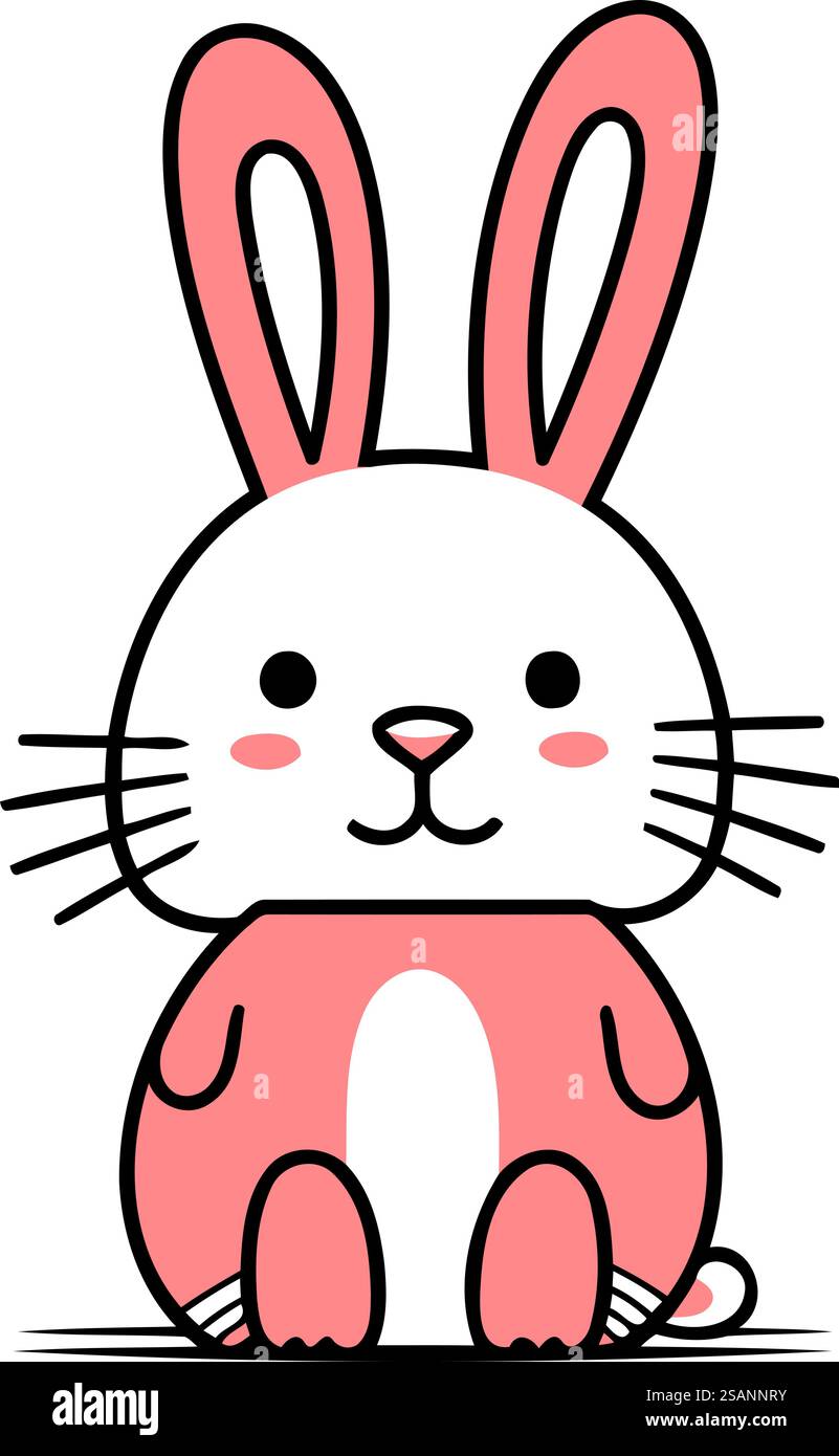 Mignon personnage de lapin de dessin animé. Illustration vectorielle. Mignon lapin. Illustration de Vecteur
