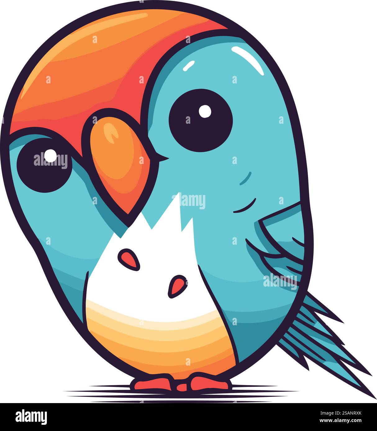 Mignon perroquet bleu isolé sur fond blanc. Illustration vectorielle. Illustration de Vecteur