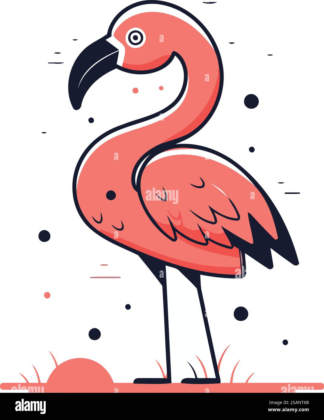 Flamingo. Illustration vectorielle colorée dans le style de dessin animé plat. Illustration de Vecteur