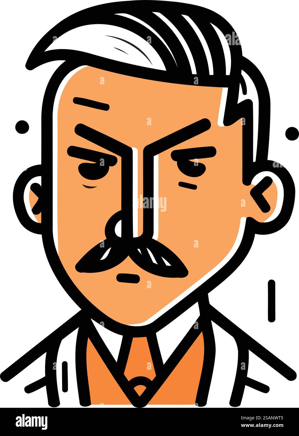 Portrait d'un homme avec une moustache. Illustration vectorielle sur fond blanc. Illustration de Vecteur