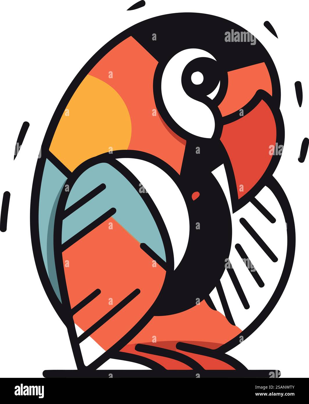 Perroquet tropical. Illustration vectorielle colorée dans un style plat Illustration de Vecteur