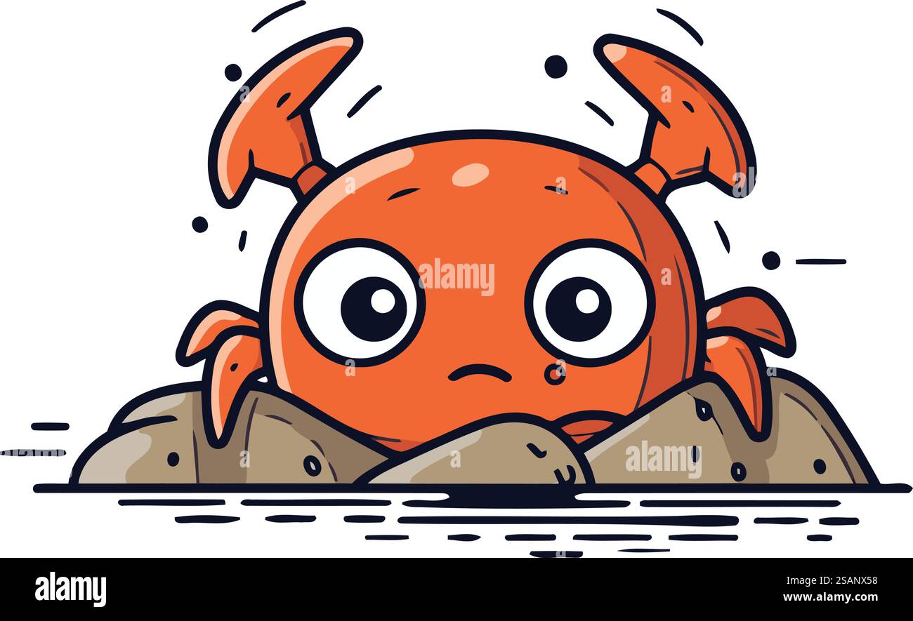 Mignon personnage de crabe. Illustration vectorielle dans le style doodle. Illustration de Vecteur