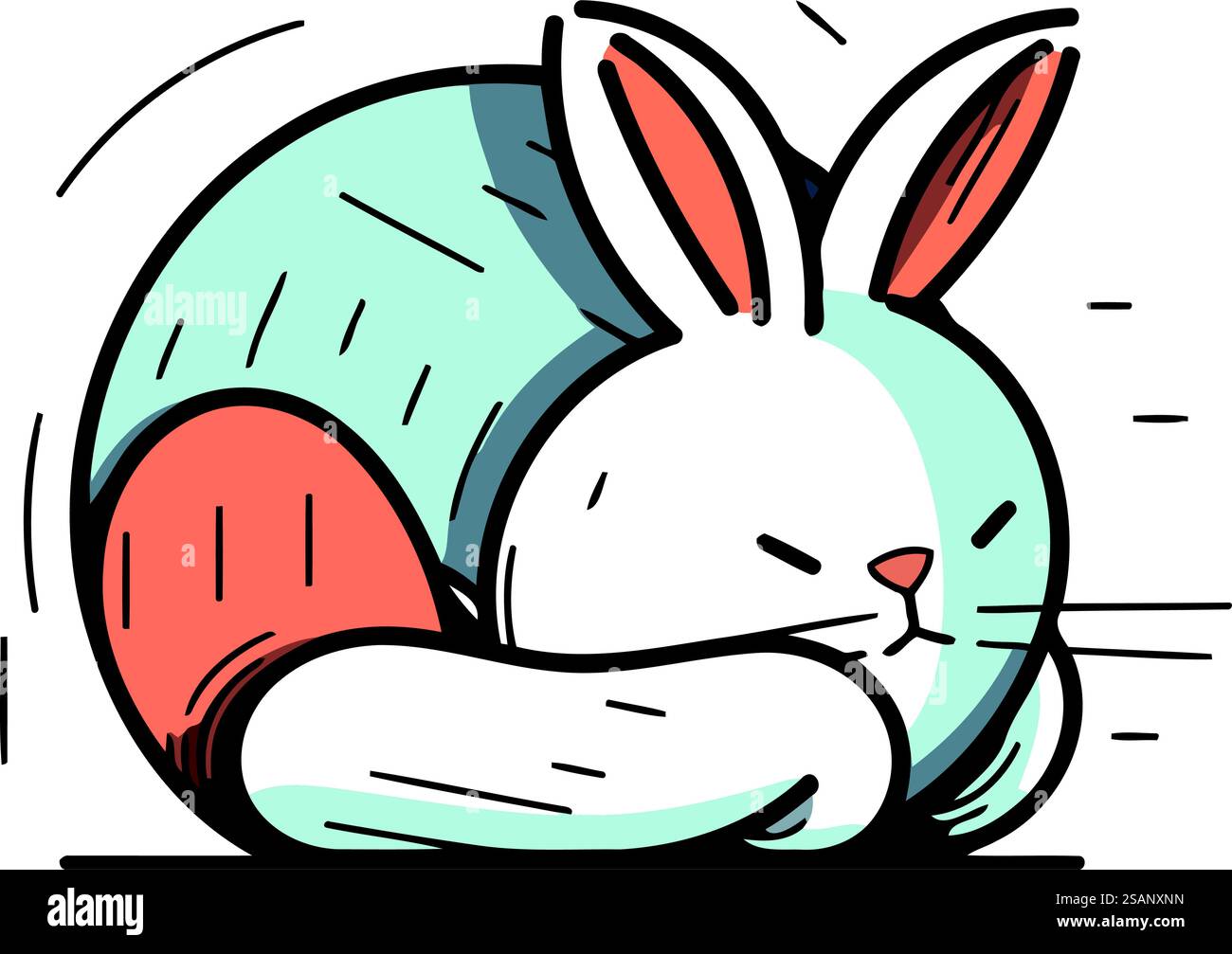 Mignon lapin de dessin animé. Illustration vectorielle. Isolé sur fond blanc. Illustration de Vecteur